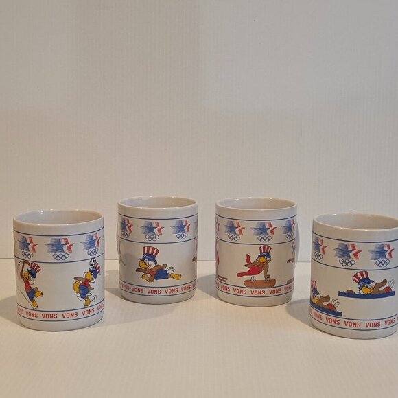Sam the Eagle VONS Coffee Mug 1984 Los Angeles Summer Olympics PAPEL Set of 4 - Picture 1 of 15